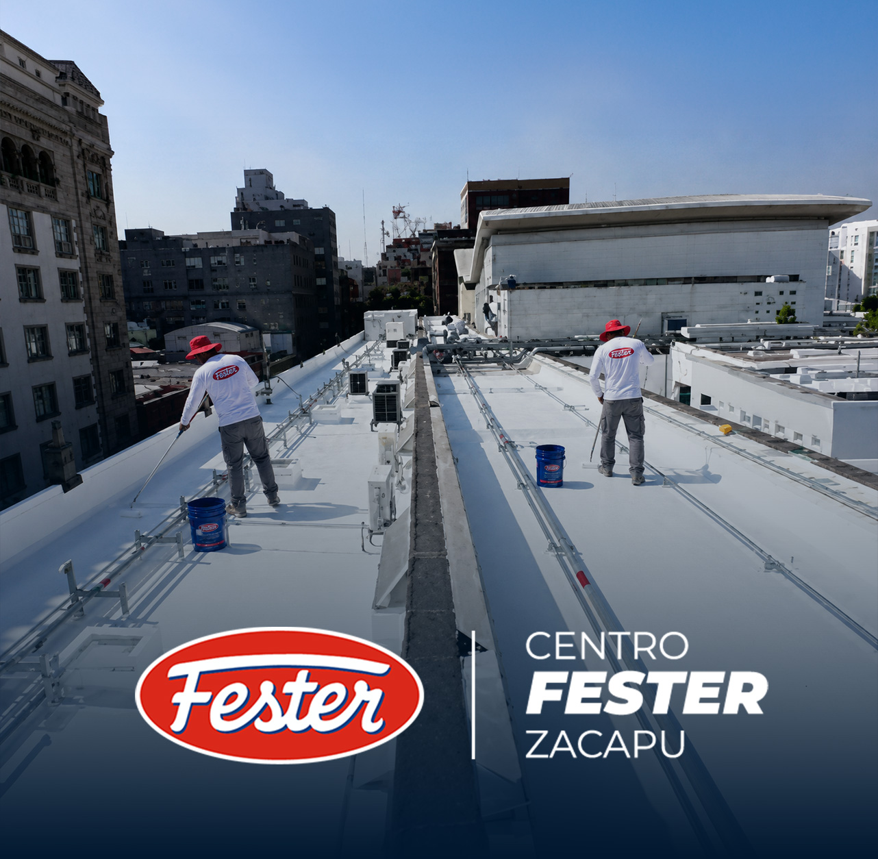 Trabajos de impermeabilización profesional y aplicación de sistemas Fester en la azotea del Museo Interactivo de Economía (MIDE).